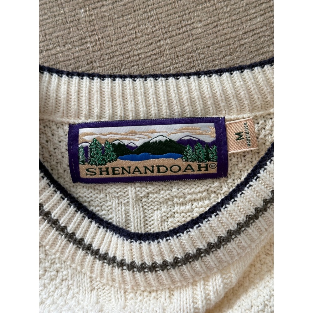 Vintage Shenandoah Mens 90s Embroidered Chunky Knit Sweater M Preppy Oldmoney‎ - Picture 4 of 13